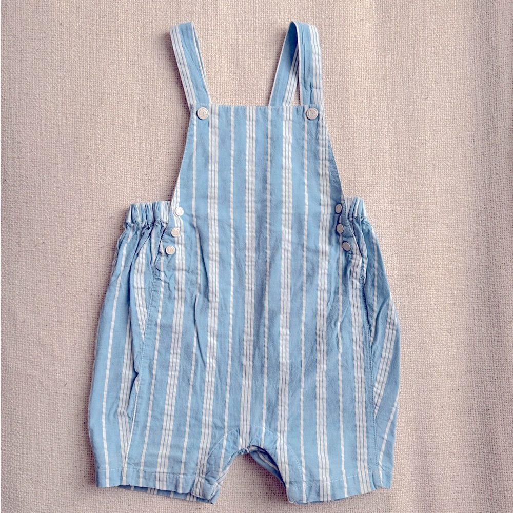 petit bateau Blue Striped cotton Overalls, sz 18 months